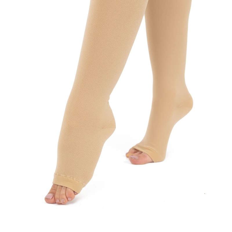 Thigh-high elastic compression socks (Ccl.2) closed toe